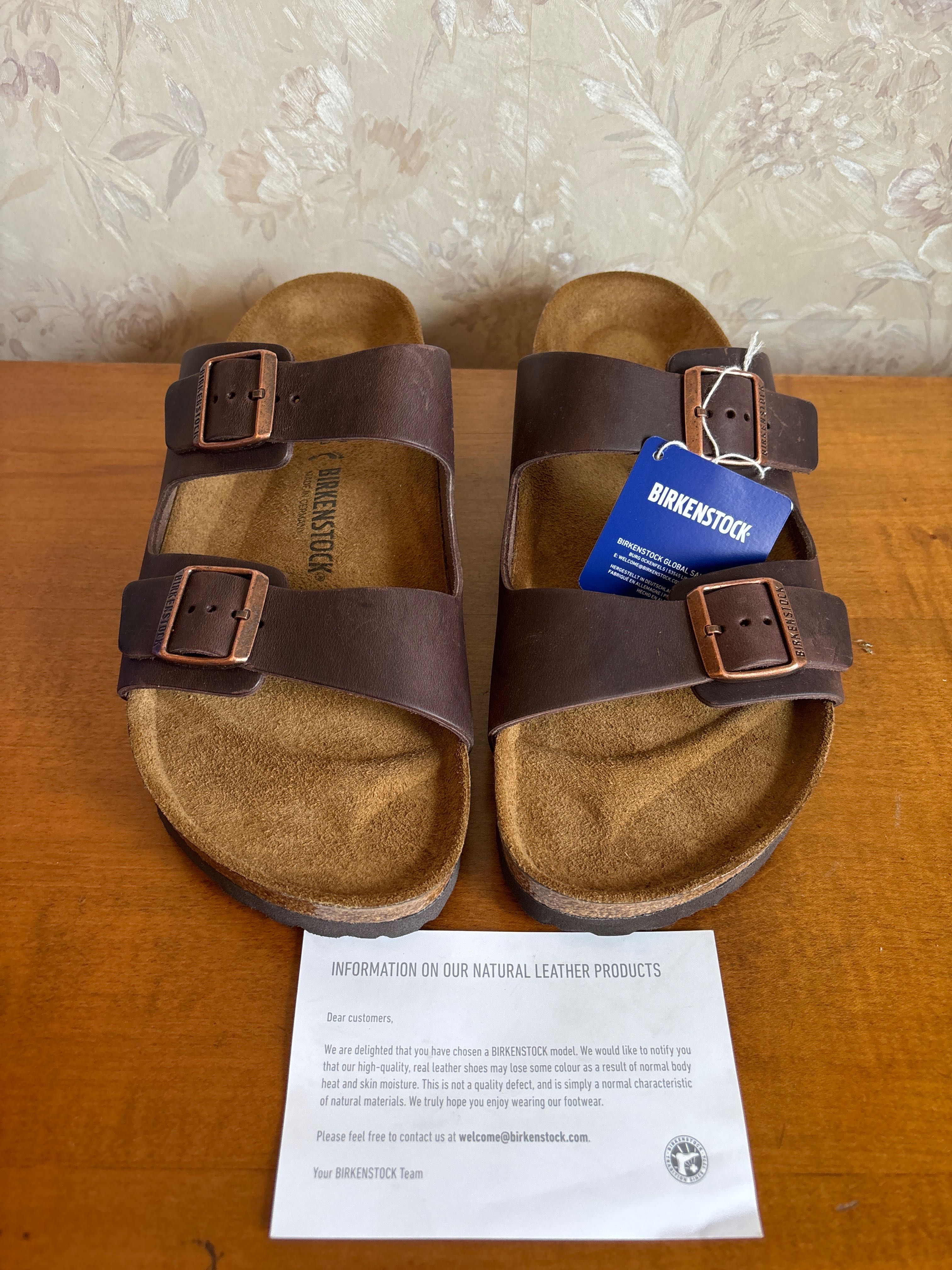 Slapi piele barbati*Birkenstock* Arizona Habana,marimea 49 / US 16