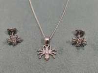 Set argint Păianjen - lant, pandantiv si cercei - cadou bijuterii
