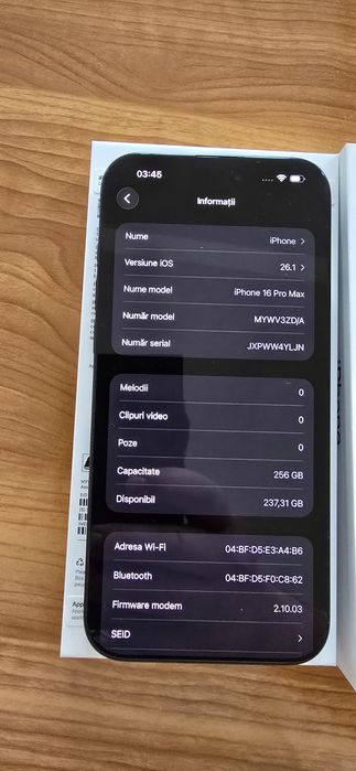 Iphone 16 Pro Max 256 Gb + Factura si Garantie 20 de luni