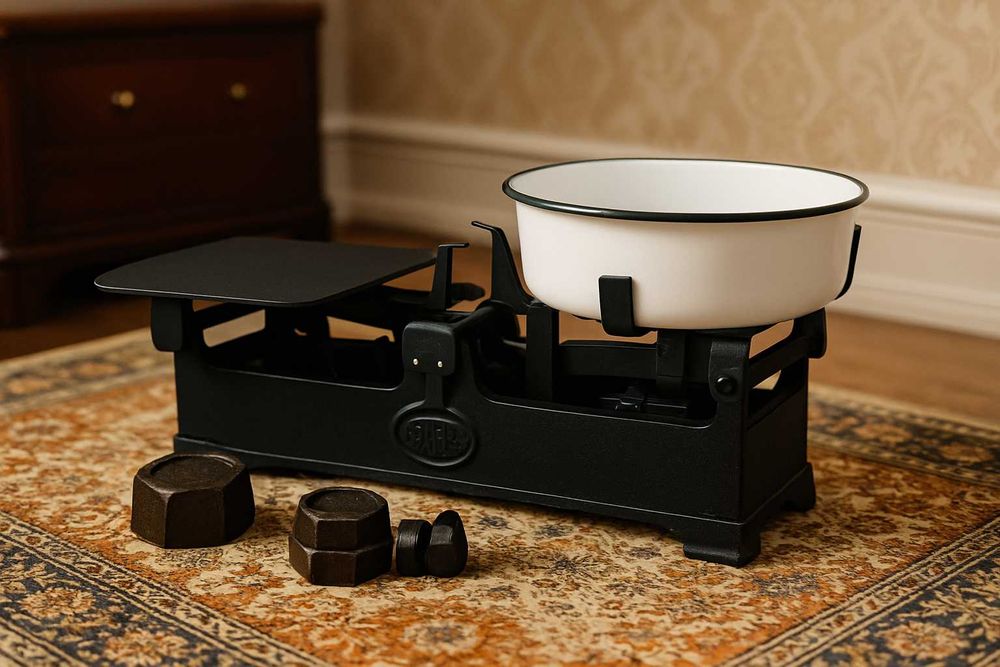 – Balanta veche cu greutati (an 1930) – ideala pentru decor vintage