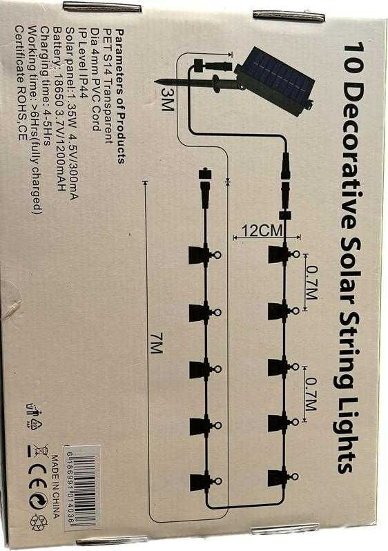 Ghirlanda Led Solara 10M IP44 10 Leduri - Solar