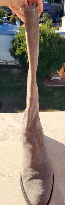 Cizme lungi de dama, piele naturala, intoarsa, mar. 40