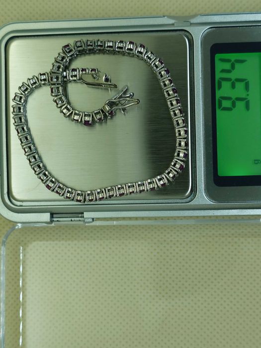 Brățară tennis cu rubine naturale - argint 925, 18,5 cm