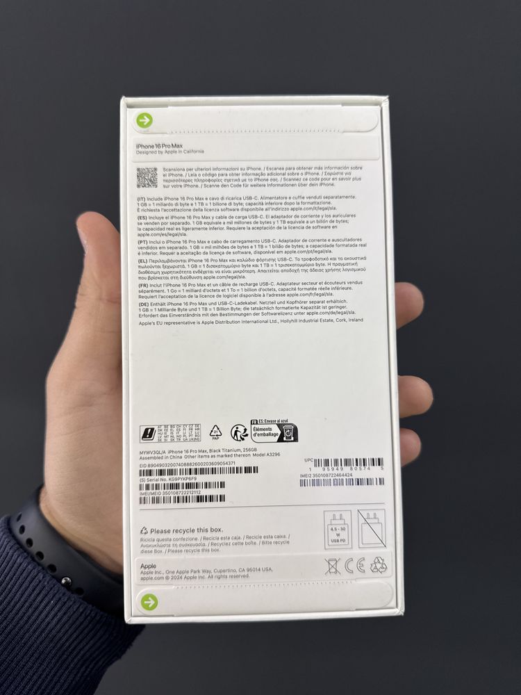 iPhone 16 Pro Max / 256GB / Black Titanium / Sigilat