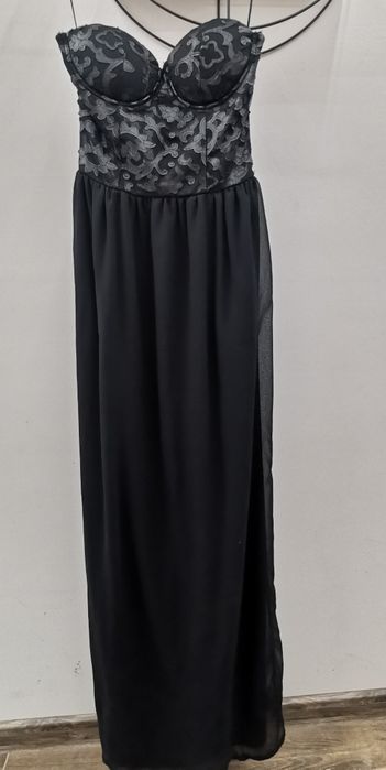 Черна официална шифонена рокля