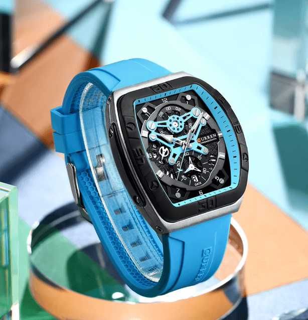 CURREN Light Blue — Мъжки хронограф със силиконова каишка