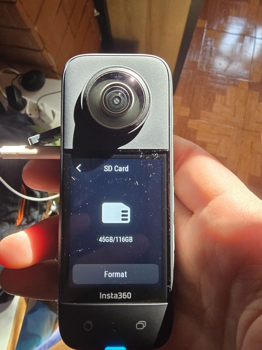 Insta 360x3+card128gb+selfiestick+brau
