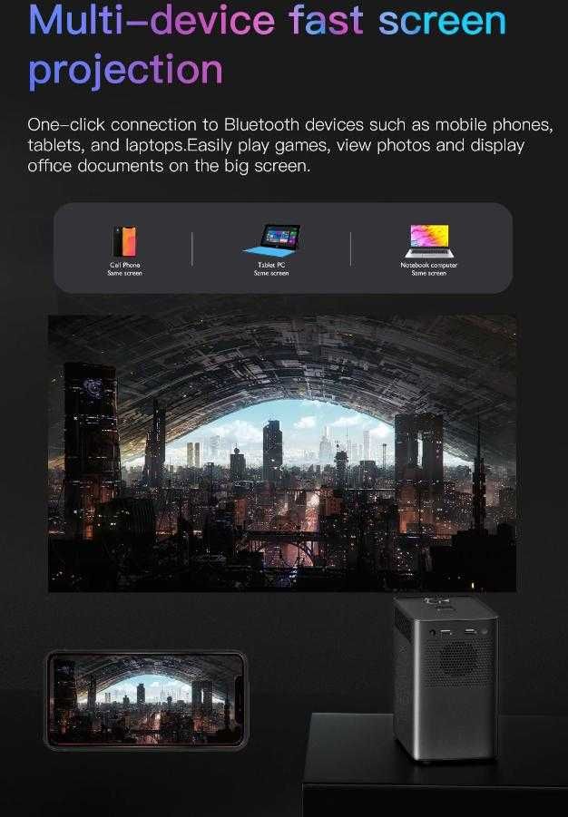 Конзола S30™ MAX® 4P4D4K 4096x2160P 9500L WiFi Проектор Screen Mirror