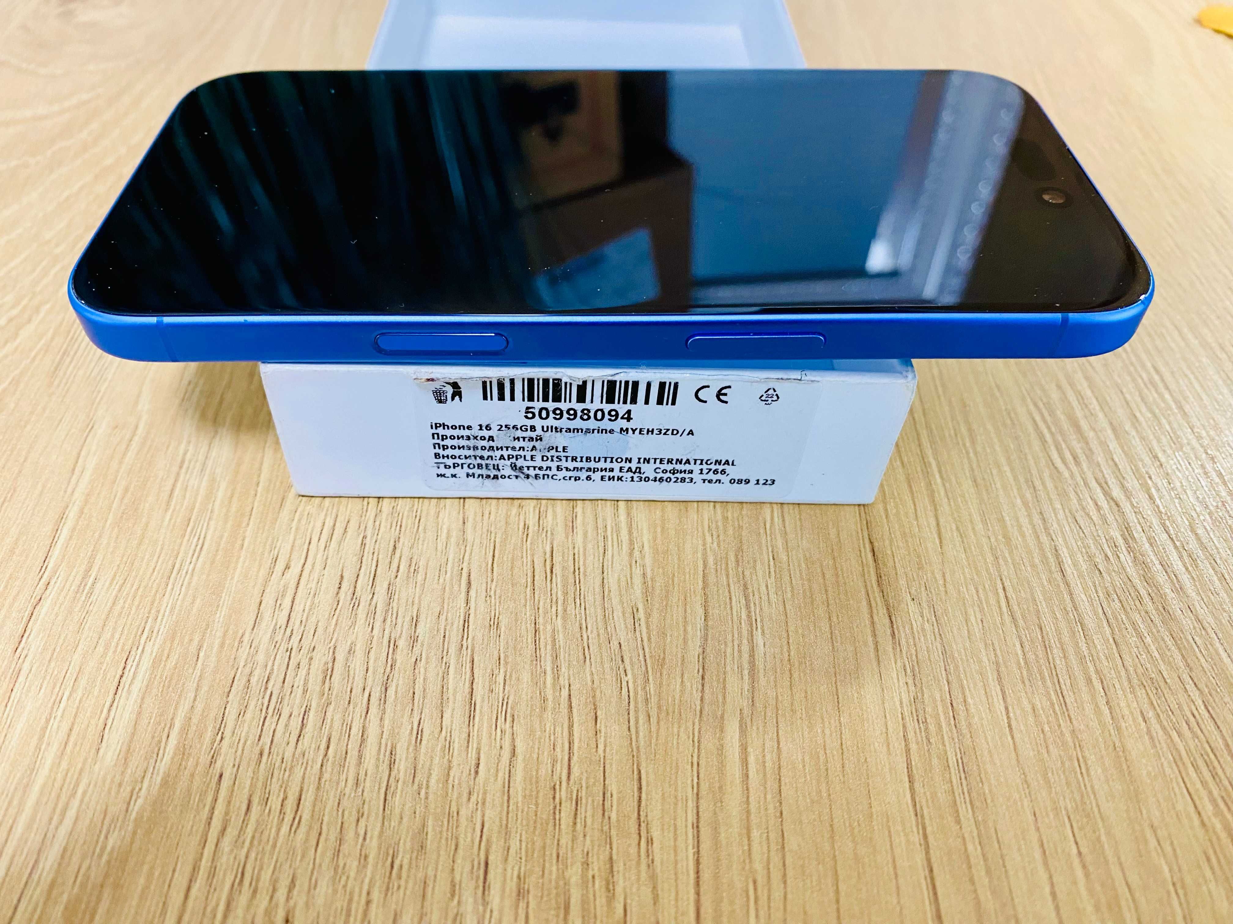 НОВ ! Apple iPhone 16, 256GB, 5G, Ultramarine, 100%