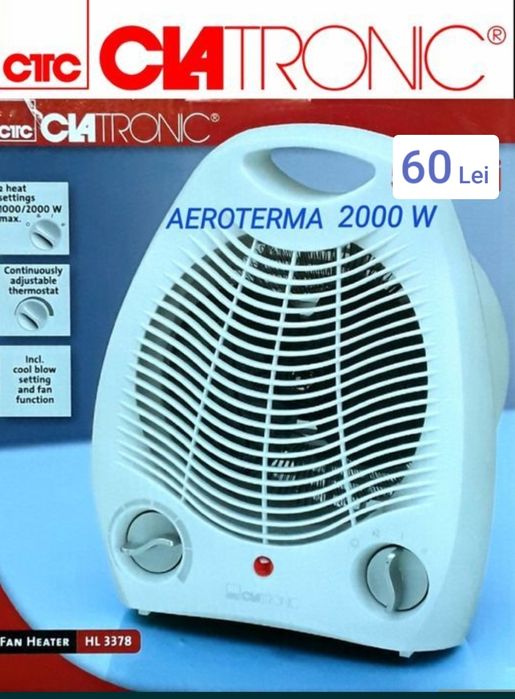 Aerotermă CLATRONIC 2000 W Termostat 2 Trepte 1000/2000 W NOUĂ- 60 Lei