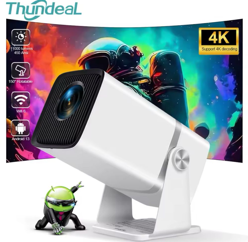 Proiector 4k ThundeaL TD80W WIFI6 Android 13 HOME CINEMA NOU