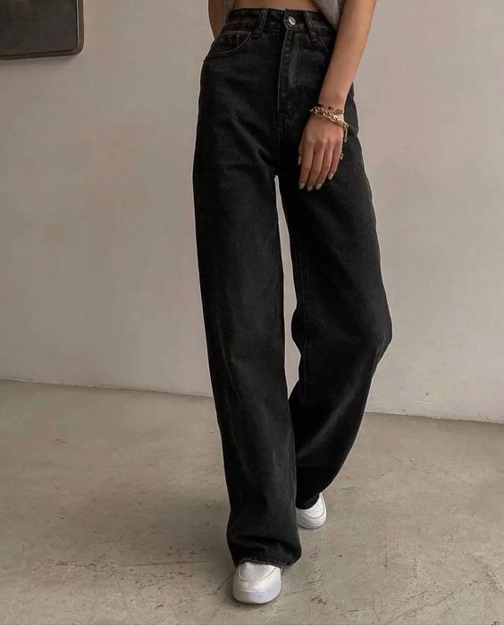 Джинсы женские черные с высокой посадкой