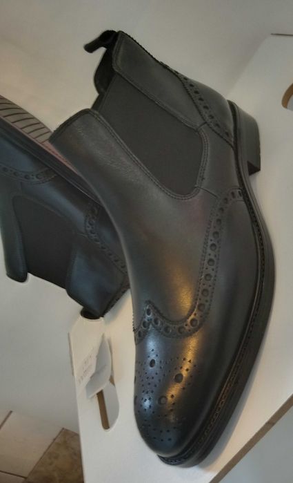 Ghete chelsea 44 brogue premium Tataly NOI piele naturala moale