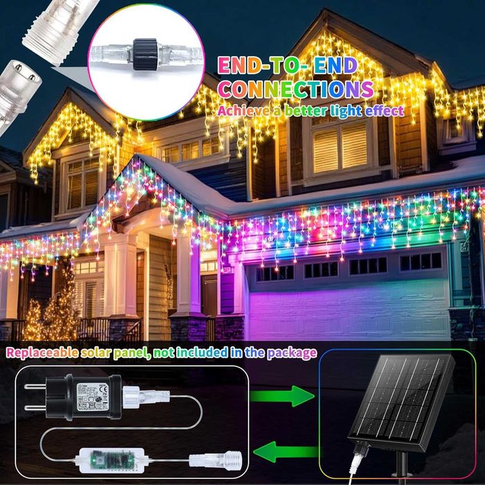 GCMacau 20+5 метра, 660 LED, Коледни светлини, топли+многоцветни