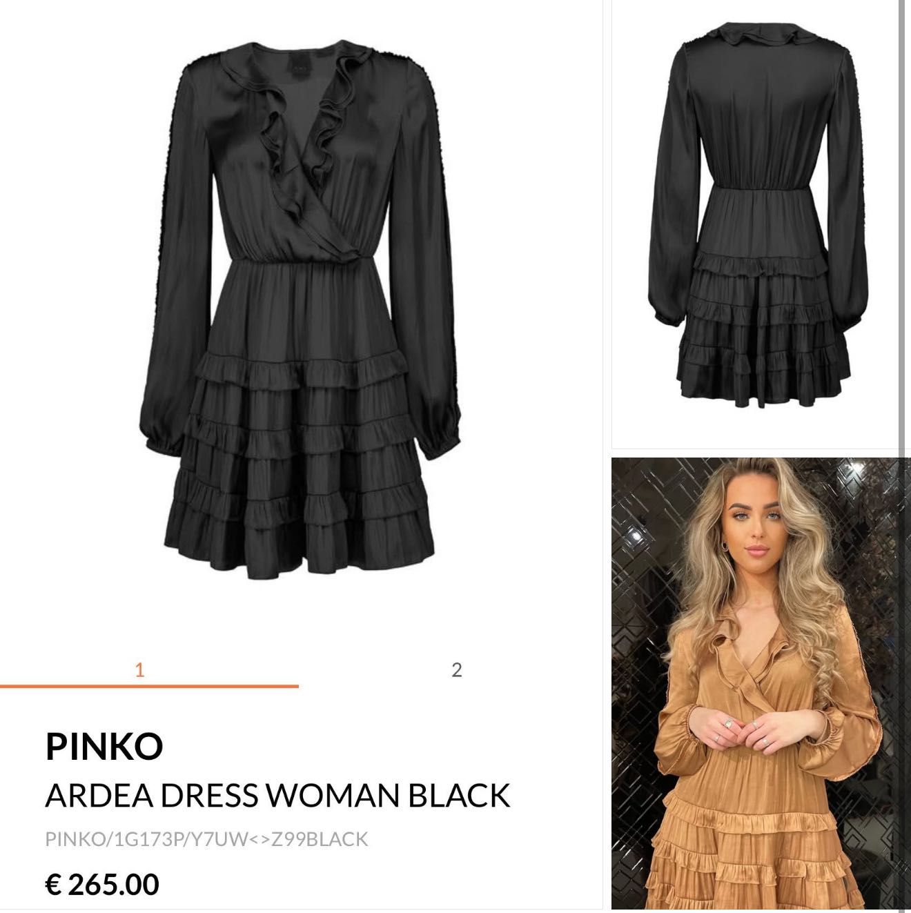 Сатенена черна рокля Pinko