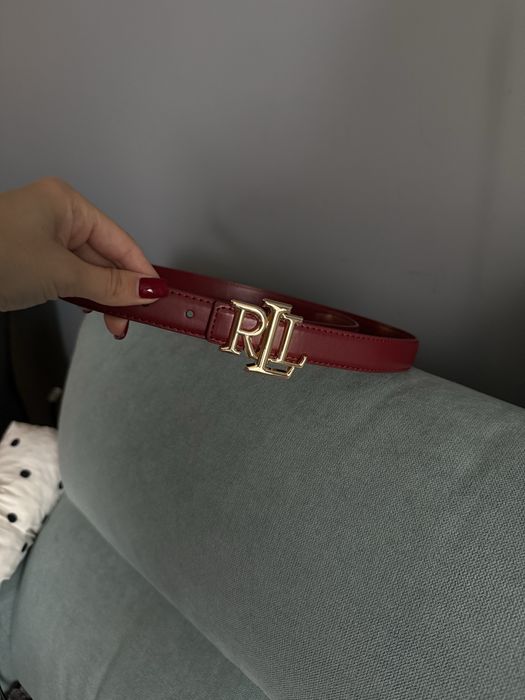 Бордо червен колан Ralph Lauren