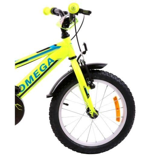 Bicicleta Omega Master 16″, pentru Copii, Yellow, Roti ajutatoare !