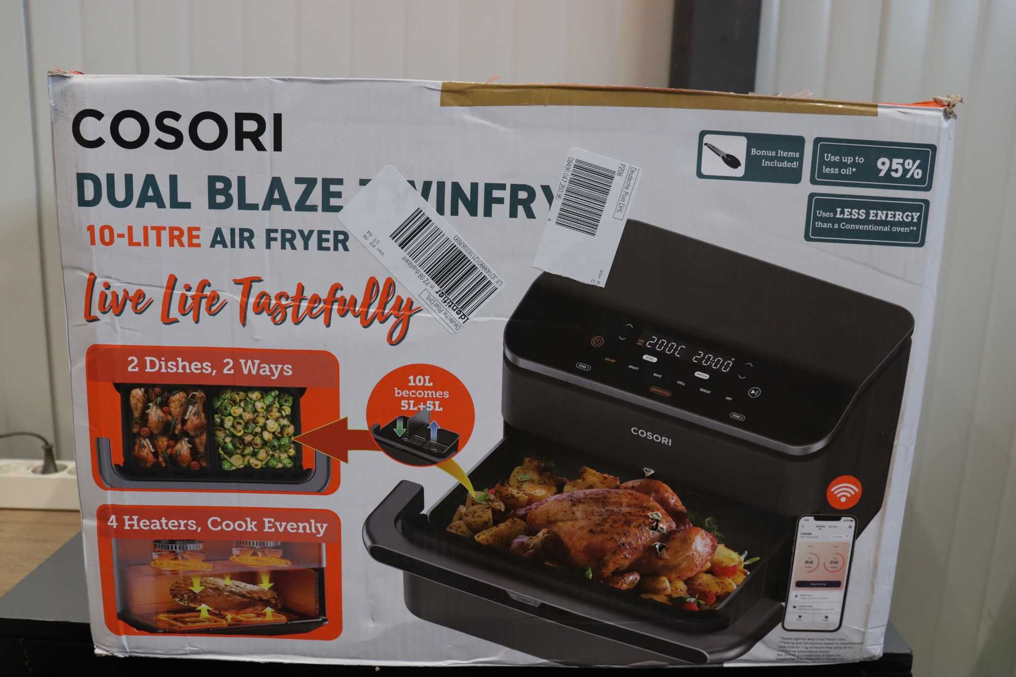 Air Fryer COSORI Фритюрник с горещ въздух,8в1 DualBlaze TwinFryXXL 10L
