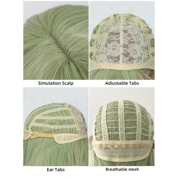 Права аниме светло зелена перука с бретон