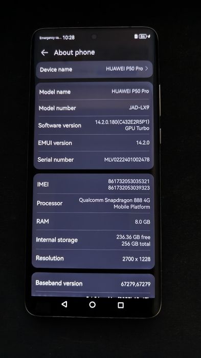 Huawei P50 PRO ,256GB, 8GB RAM,Snapdragon 888