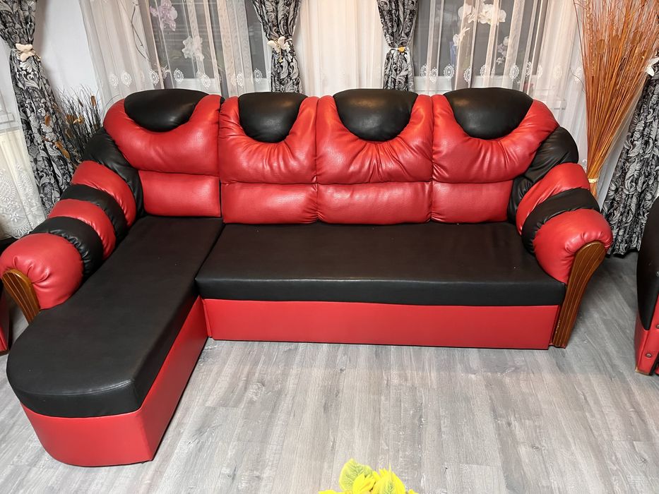 Canapea extensibila + 2 fotolii din piele
