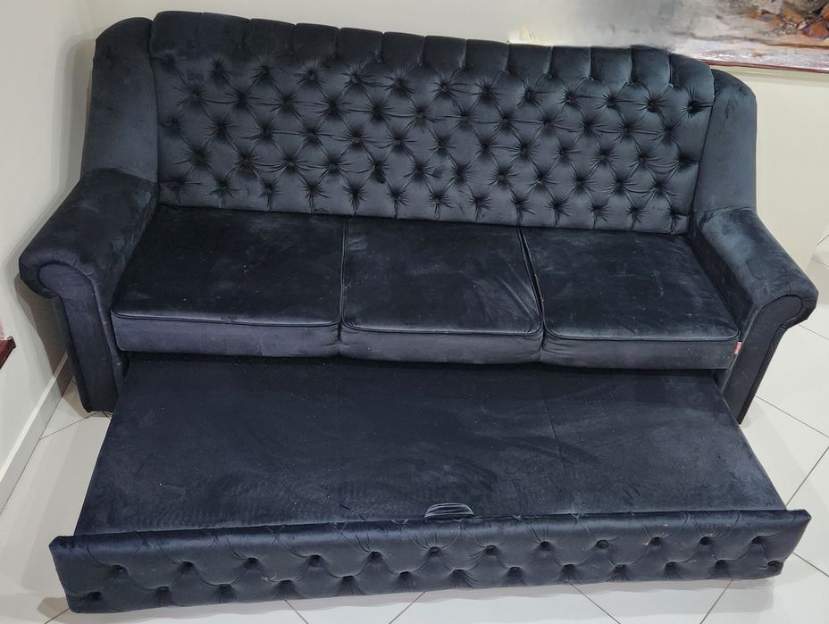 Canapea extensibila 3 locuri Ferdinand, negru, 237 x 90 x 105 cm, 2C