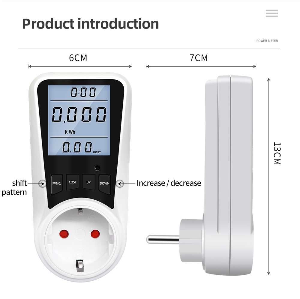 Новый Ваттметр 16А счетчик электроэнергии энергометр подсветка дисплея