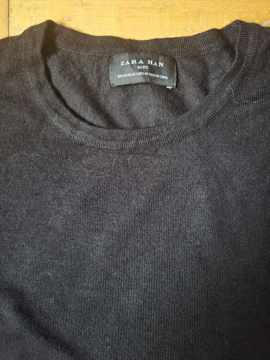 Pulover Bărbați Zara Basic, Guler Rotund, Negru, Clasic - M