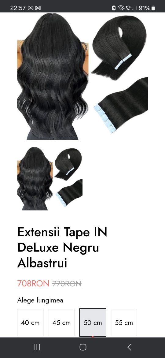 Extensii tape in par natural deluxe negru albastrui