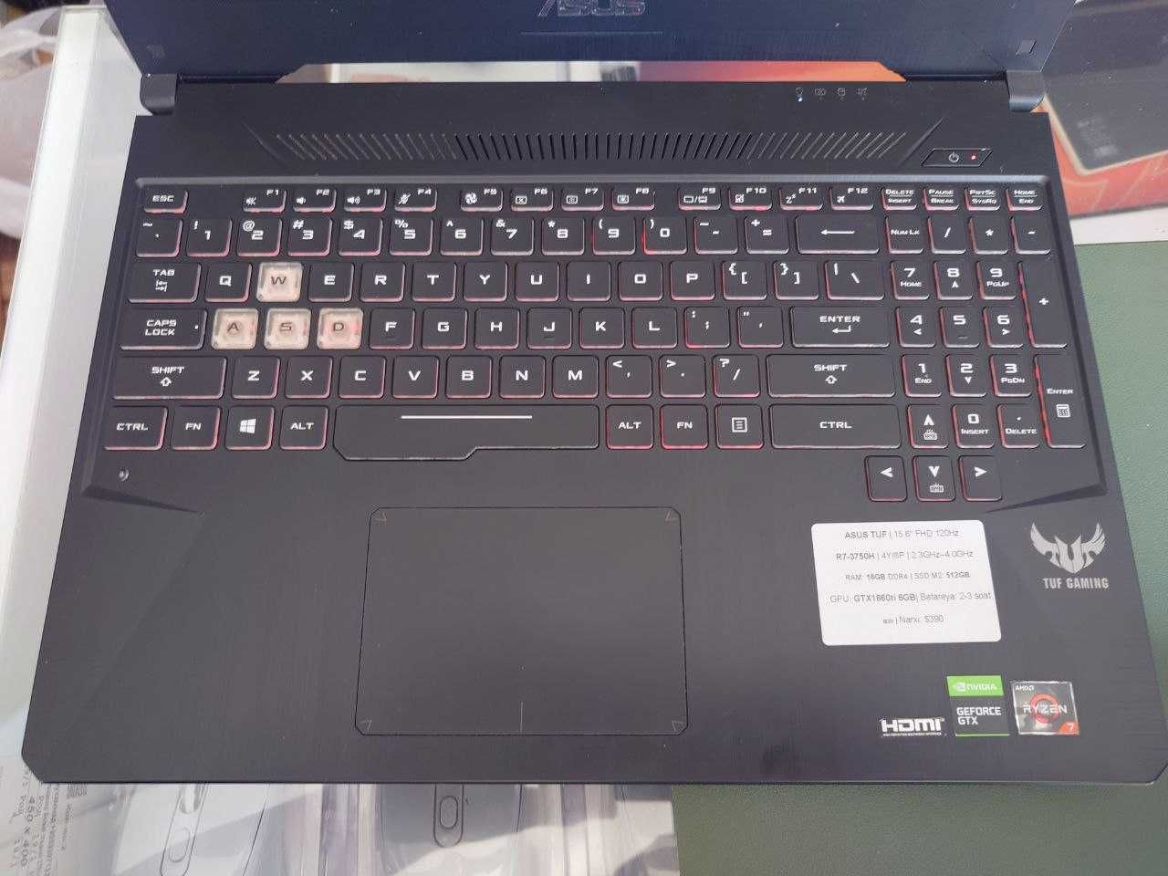 ASUS TUF Gaming R7-3750H/RAM 16GB/SSD 512GB/GTX1660T 6GB/15.6FHD 120HZ