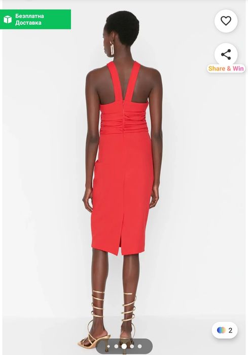 Червена рокля Trendyol