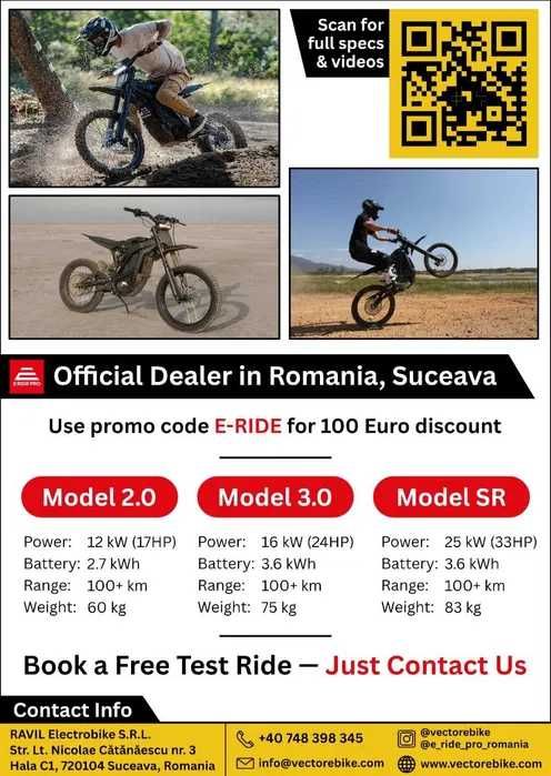 E Ride Pro ebike Dealer 2/3/SR 12/16/25 kW Cross Legal Surron Talaria