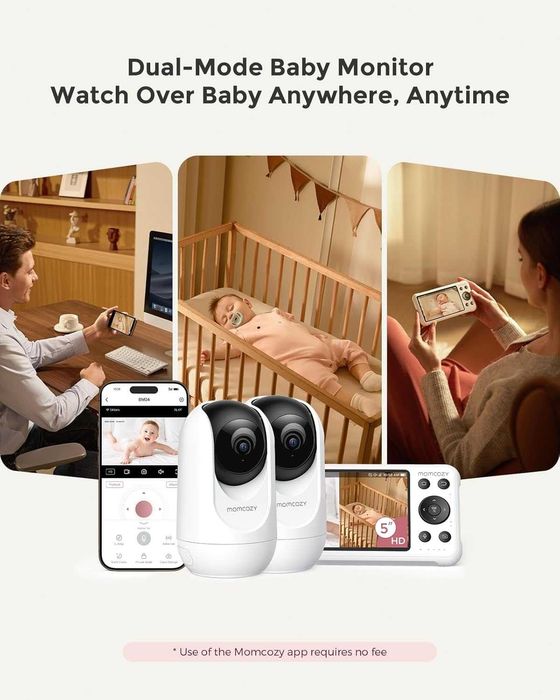 Momcozy BM04 бебефон - WiFi, 2 камери, 5" дисплей, мобилно приложение