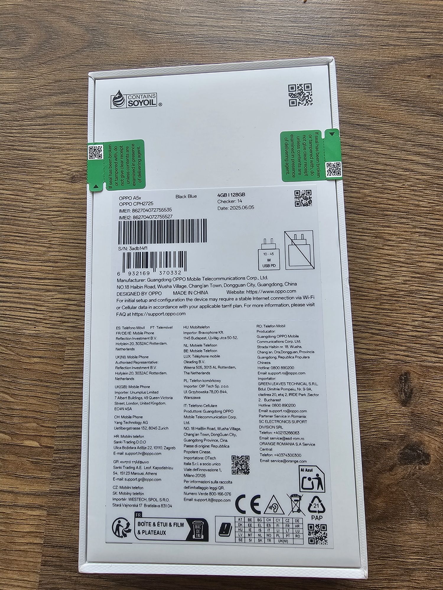 Чисто нов неразпечатан телефон Oppo A5x 4GB, 6.67 инч, 6000 mAh