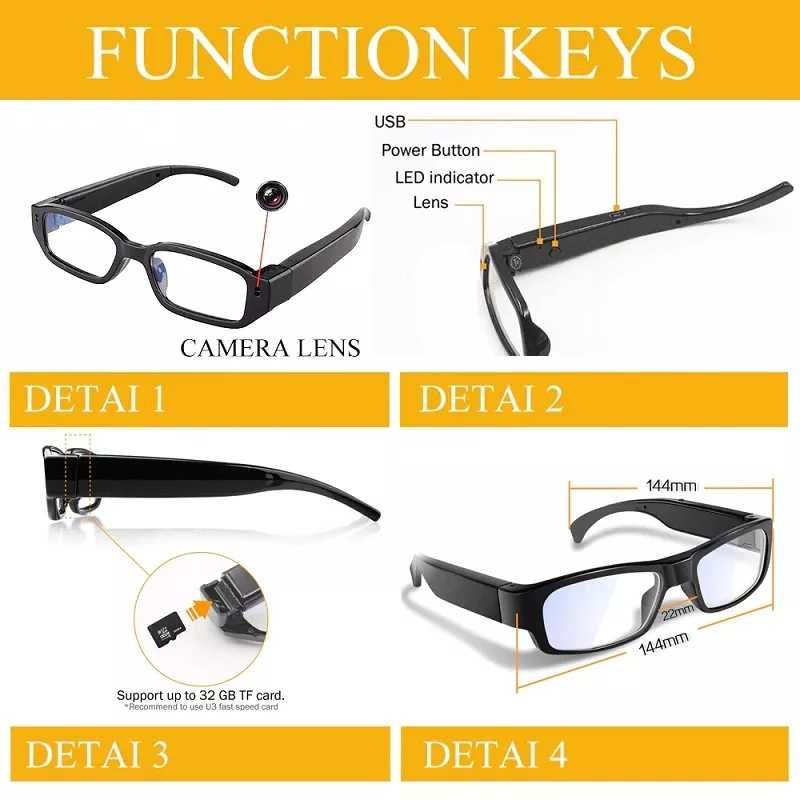 Ochelari camera spion ascunsa ochelari spy camera microfon ascuns