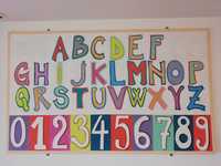 Tablou pictura mare scoala/gradinita/copii alfabet si numere