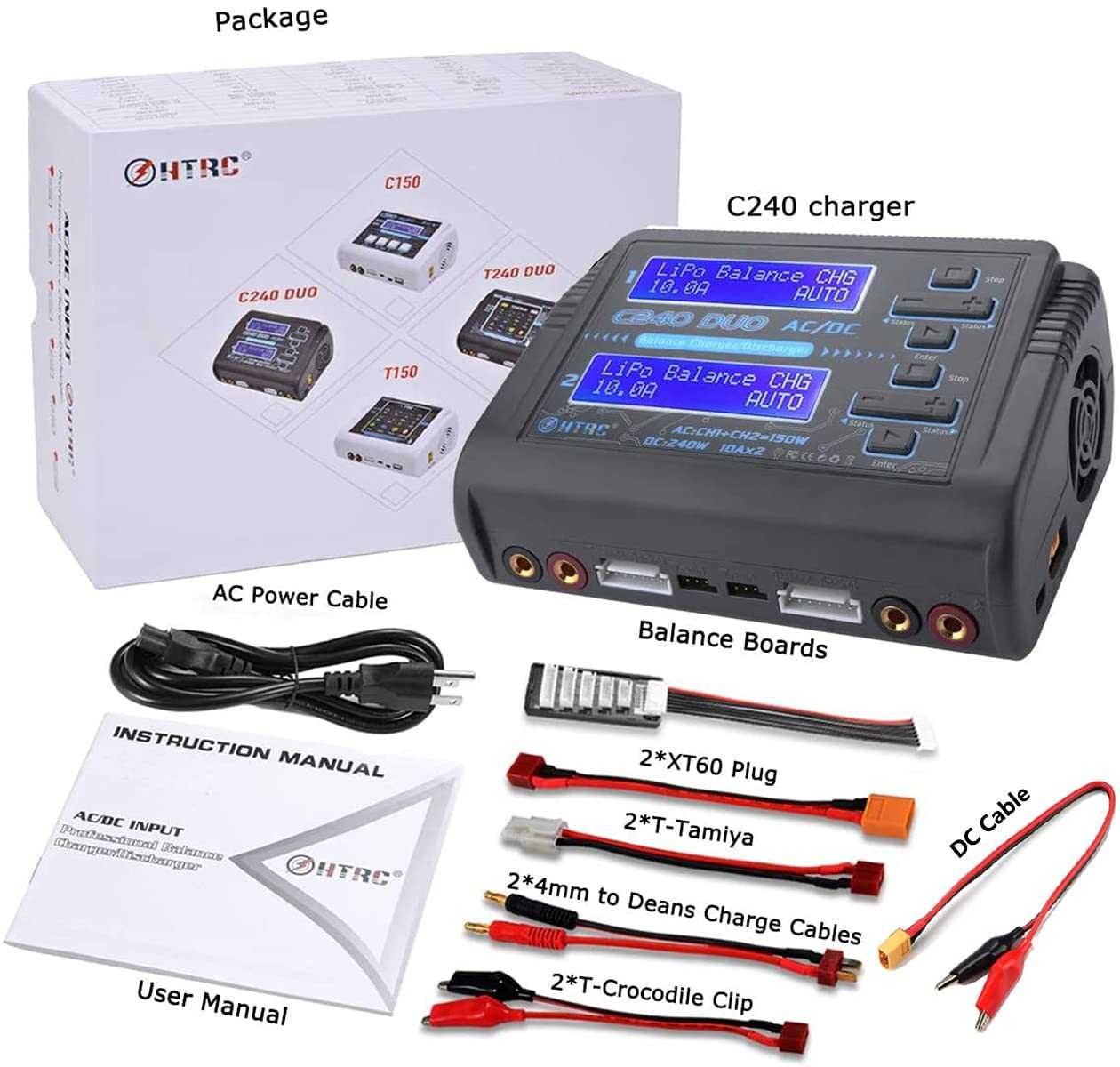 НОВО зарядно за LiPo и LiFe Lilon батерии HTRC C240 ​​DUO 150W ...