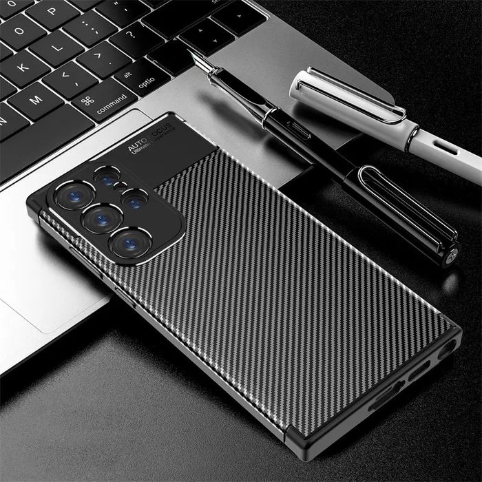 Husa Silicon Samsung S21 S22 S23 S24 S25 Plus Ultra Case Carbon Neagra