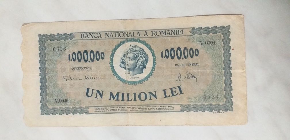 Vând bancnotă de un milion de lei România