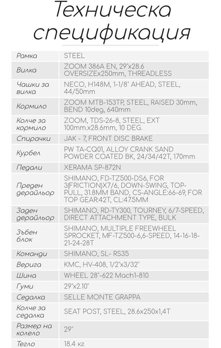 Велосипед Bikesport PARALLAX 29", 18
