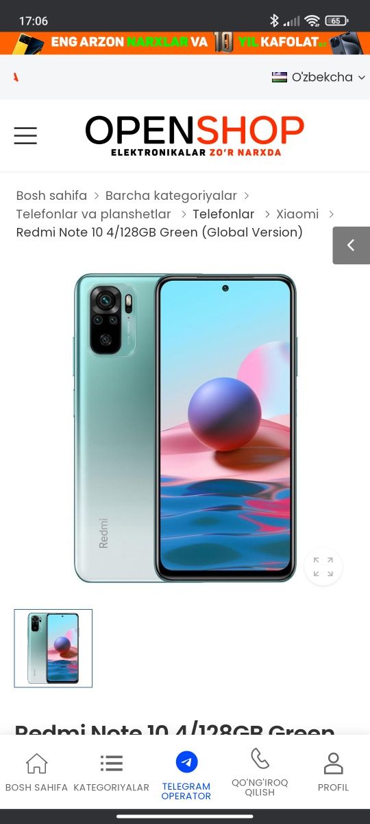 Telefon redmi note 10 global