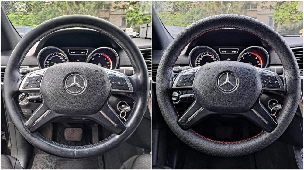 Husa volan cu ac si ata piele cu gaurele Premium marime 39cm turism