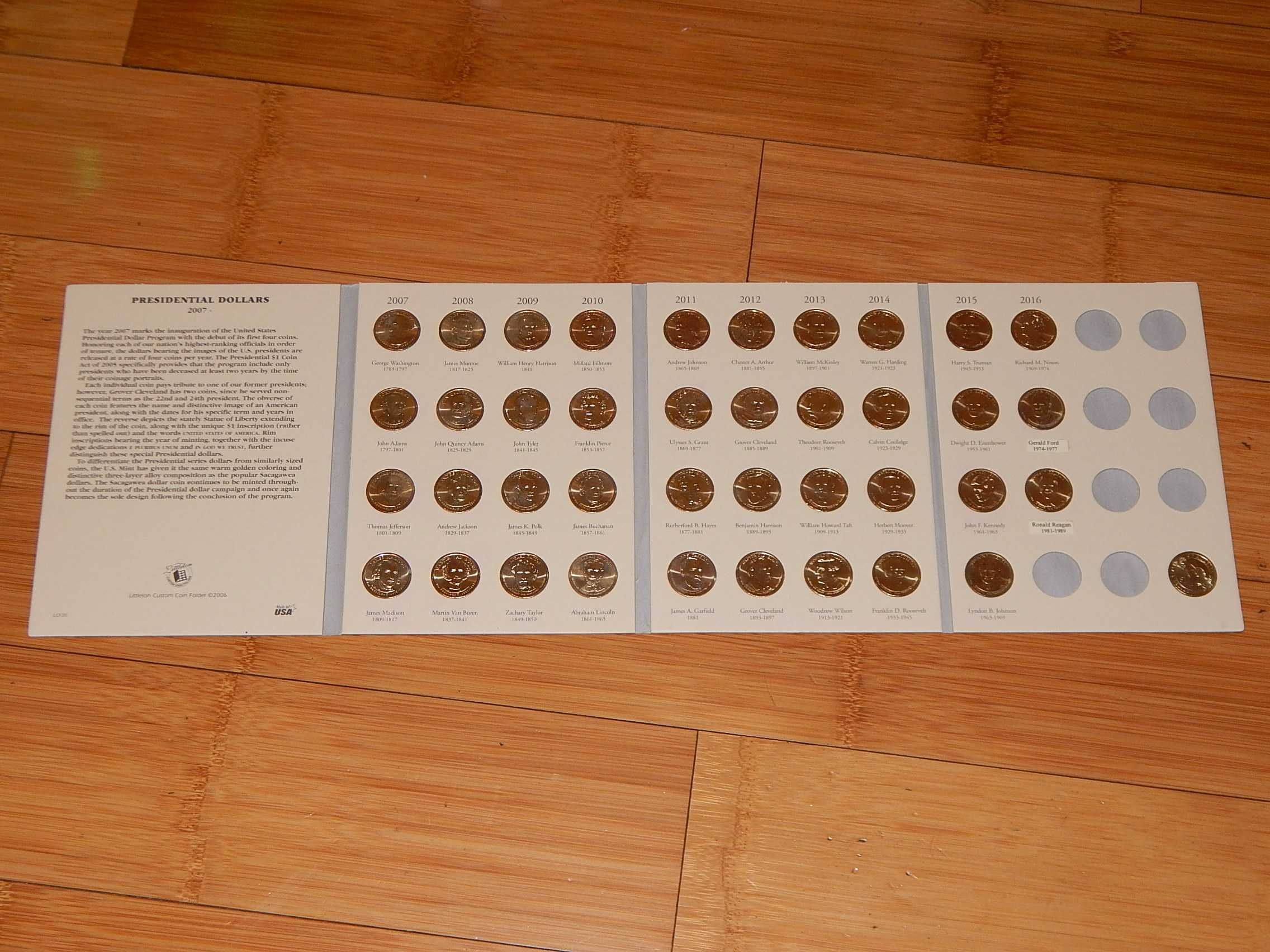 Album cu 40 monede dolari presedinti americani