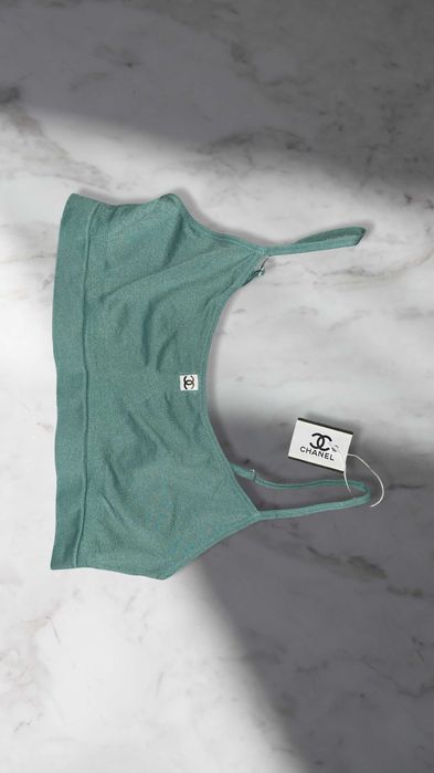шанел кроп топ зелен спортен сутиен потниче потник фитнес спорт chanel