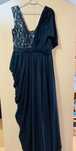Rochie neagra, lunga cu pliuri laterale, marimea M-L