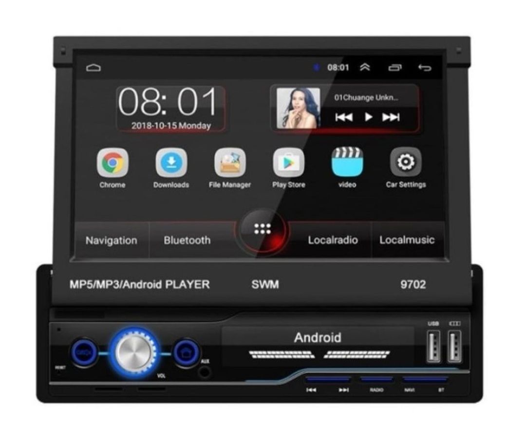 MP5 Player Auto cu Display Rabatabil, Android 9, Waze, Google Maps, Na