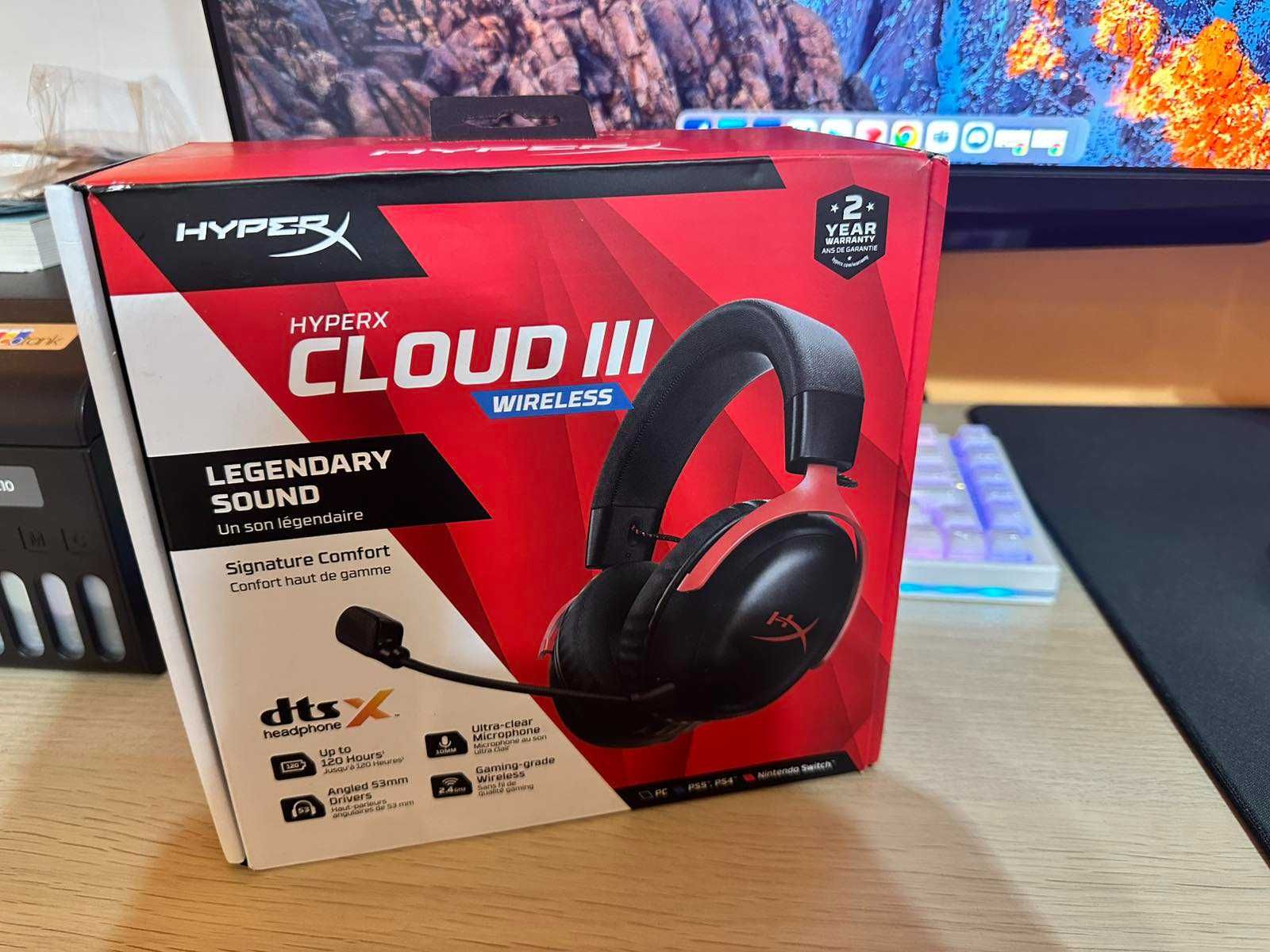 HyperX Cloud III Wireless Red Безжични геймърски слушалки с микрофон