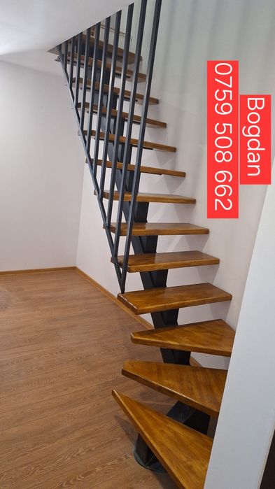 vând scară spiralata sau pe vang  interior  exterior din fier cu lemn
