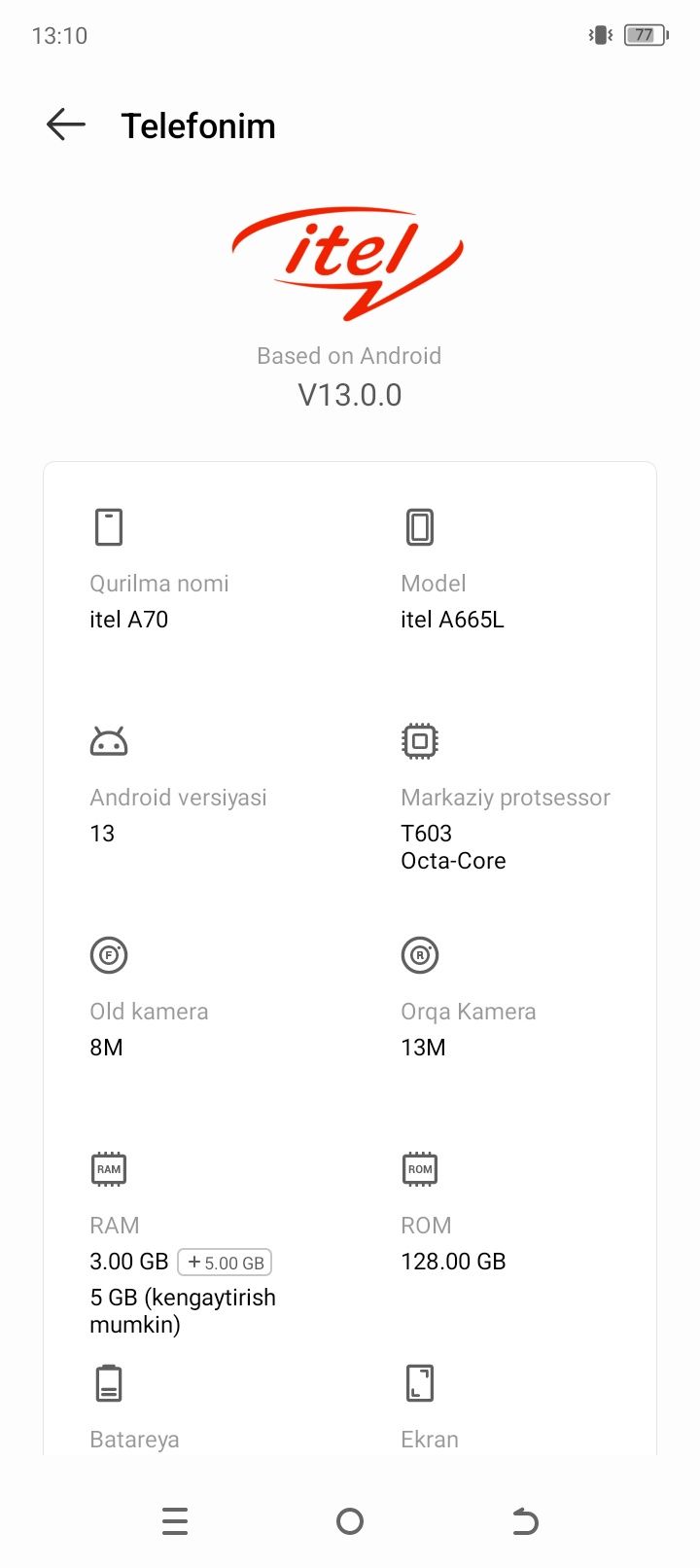 Itel A70 sotiladi