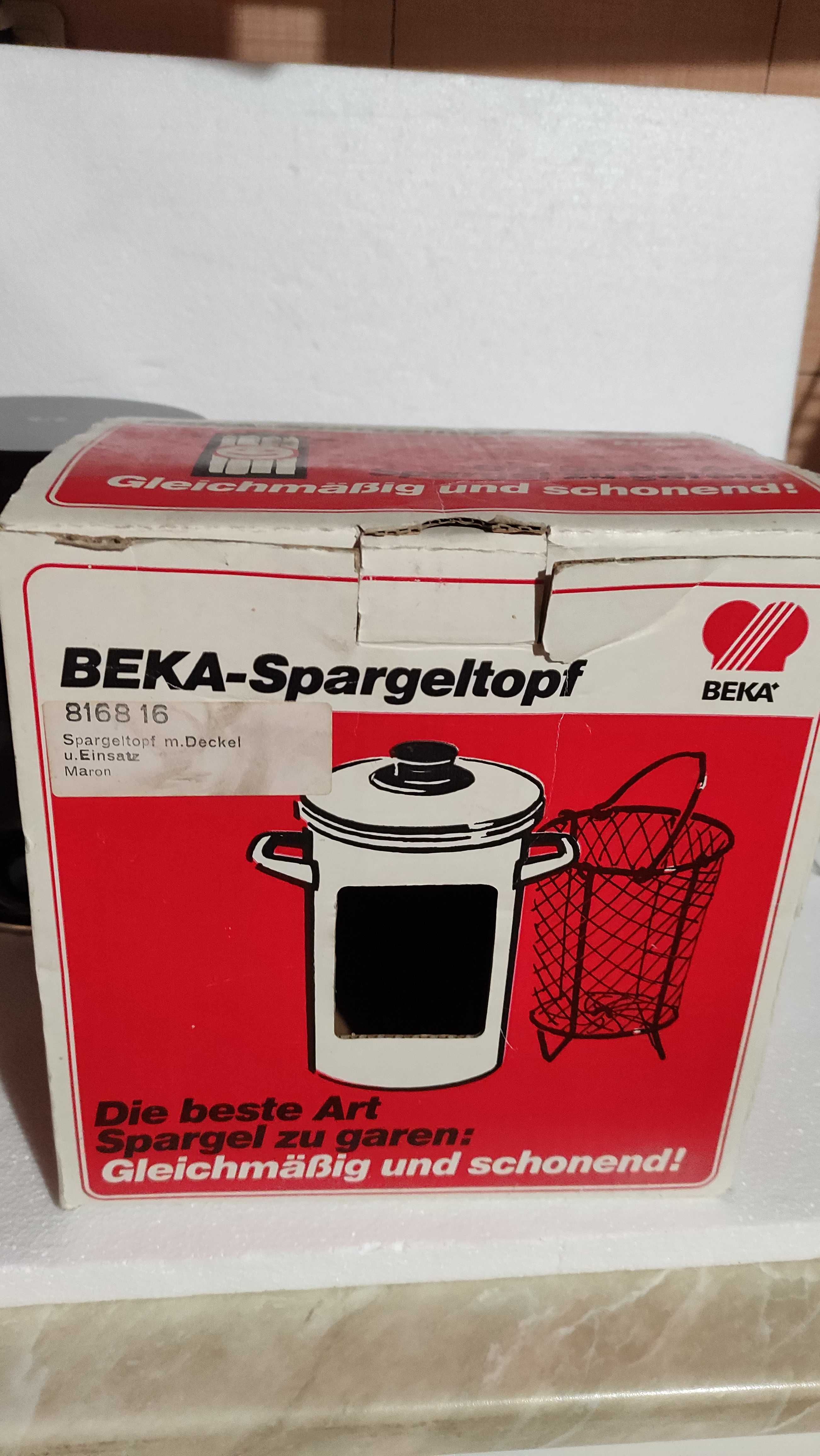 Чисто нова немска висока емайлирана тенджера за аспержи/спагети
